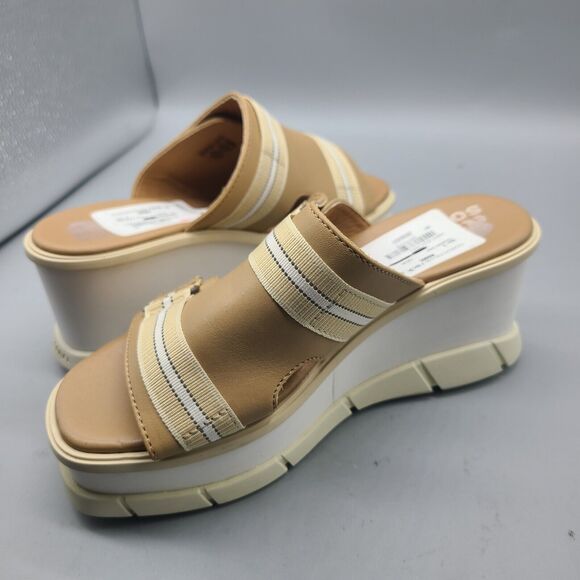 Sorel Women Sz 6/ 37 sandals Joanie III Beige Chalk Wedge Slide Leather new - Picture 5 of 7
